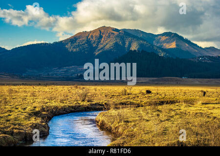 Landscape of Phobjikha valley, Bhutan Stock Photo