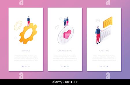 Online services - set of isometric vector vertical web banners Stock Vector