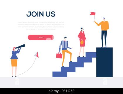 Join us - flat design style colorful web banner Stock Vector