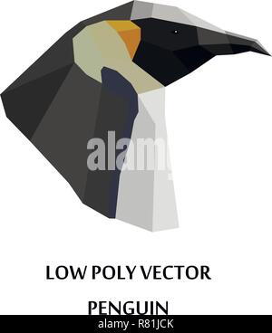 Creative vector design of penguins head in low poly style. Stock Vector