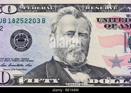 Closeup of Ulysses S. Grant portrait on 50 dollar bill Stock Photo - Alamy
