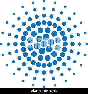 Blue snowflake. Dots, circles radial abstract pattern, vector and illustration Stock Vector