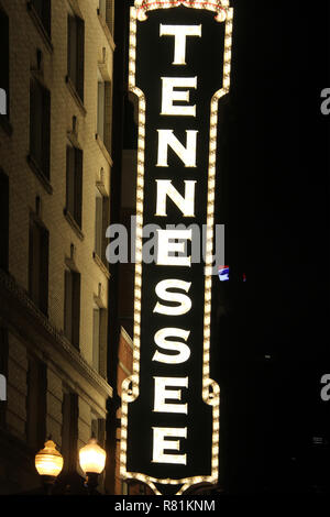 Famous lighted sign of the Tennessee Theatre in Knoxville, TN, USA Stock Photo