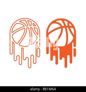 Two brush basketball symbol outline and flat Stock Vector