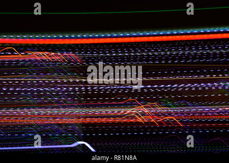 Abstract multi color line background against black background. Stock Photo