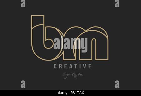 gold black alphabet letter bm b m logo combination design suitable for ...