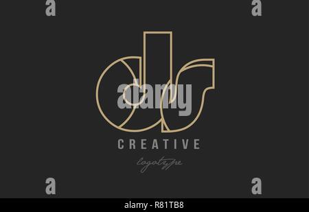 gold black alphabet letter ds d s logo combination design suitable for ...