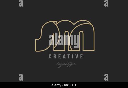 gold black alphabet letter sm s m logo combination design suitable for ...