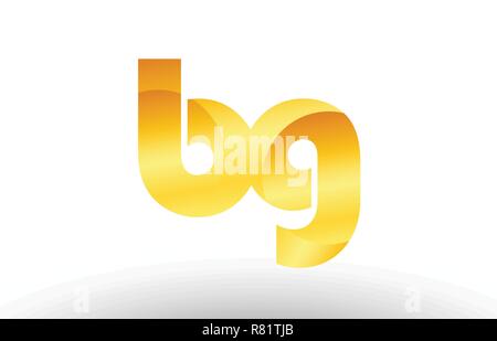 combination letter bg b g gold golden alphabet logo icon design with ...