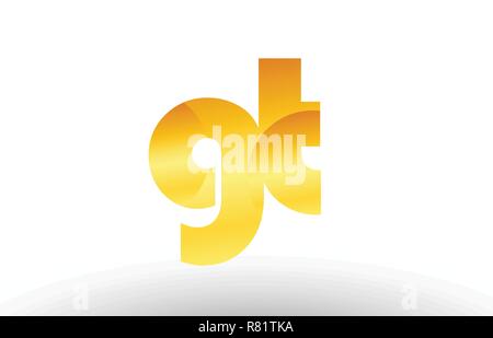 combination letter gt g t gold golden alphabet logo icon design with ...