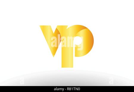 Creative golden letter VP v p logo with leading lines and road concept ...