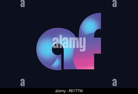 Design of alphabet letter combination af a f pink blue gradient color suitable as a logo for a company or business Stock Vector