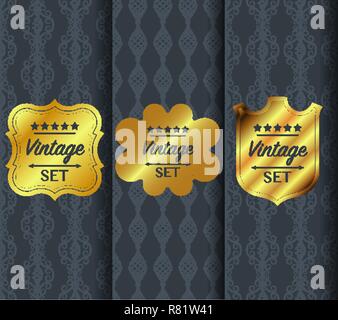 Golden vintage pattern on dark background Stock Vector