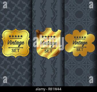 Golden vintage pattern on dark background Stock Vector