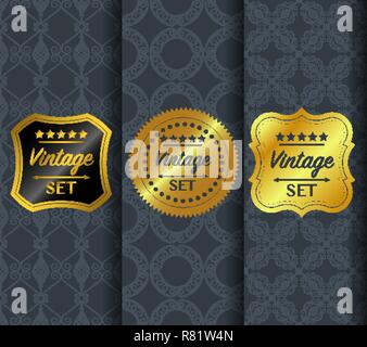 Golden vintage pattern on dark background Stock Vector