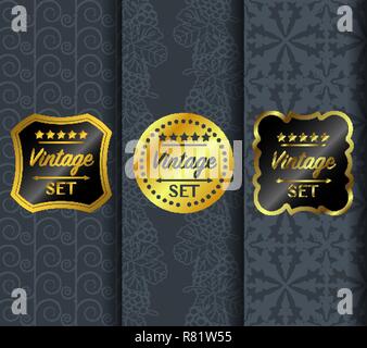Golden vintage pattern on dark background Stock Vector