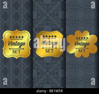 Golden vintage pattern on dark background Stock Vector