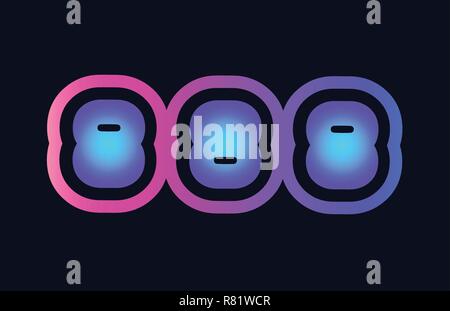 Design of number 888 pink blue gradient color suitable as a logo for a company or business Stock Vector