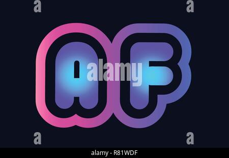 Design of alphabet combination letter af a f pink blue gradient color suitable as a logo for a company or business Stock Vector