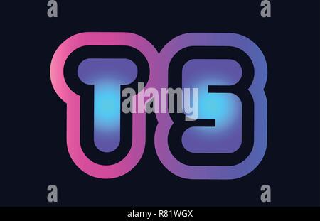Design of alphabet combination letter ts t s pink blue gradient color suitable as a logo for a company or business Stock Vector