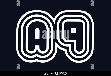 black and white alphabet letter aq a q logo combination design suitable for a company or business Stock Vector