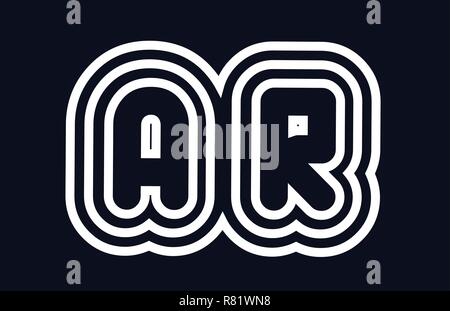 black and white alphabet letter ar a r logo combination design suitable ...