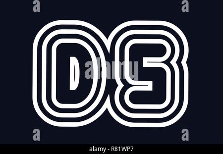 black and white alphabet letter ds d s logo combination design suitable for a company or business Stock Vector