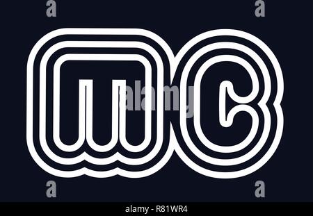 black and white alphabet letter mc m c logo combination design suitable ...