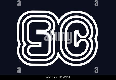 black and white alphabet letter sc s c logo combination design suitable ...