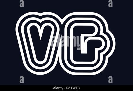 black and white alphabet letter vg v g logo icon design for a company ...