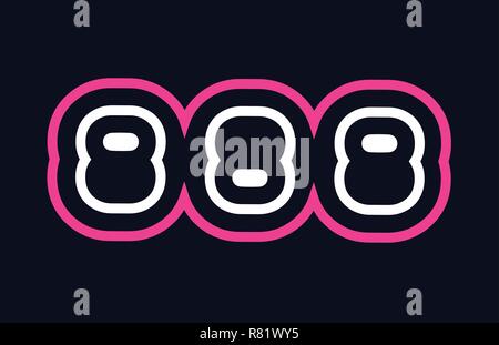 pink white blue number 888 logo design suitable for a company or business Stock Vector