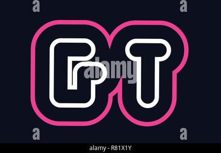 GT G T white and pink Letter Logo with White Swoosh and Curved Lines ...