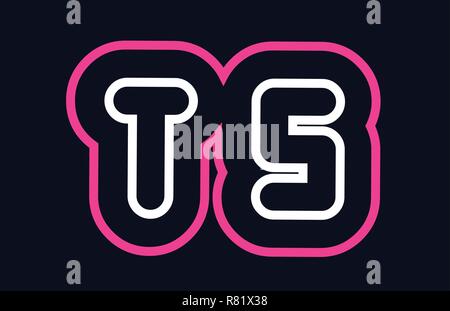 pink white blue alphabet combination letter ts t s logo design suitable for a company or business Stock Vector