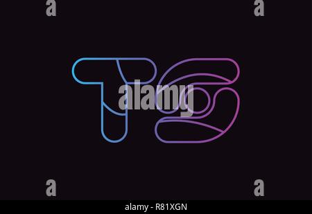 alphabet letter combination ts t s logo design blue and pink color suitable for a company or business Stock Vector