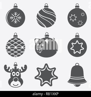 Set of Christmas balls icons Stock Vector