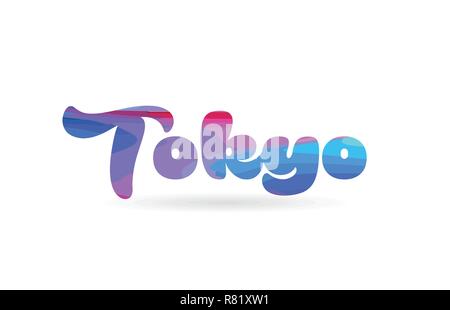 tokyo word with pink blue color suitable for card icon or typography logo design Stock Vector