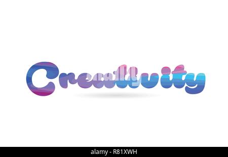creativity word with pink blue color suitable for card icon or typography logo design Stock Vector