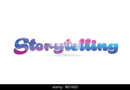 storytelling word with pink blue color suitable for card icon or typography logo design Stock Vector