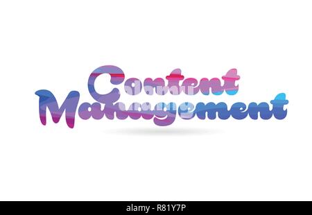 content management word with pink blue color suitable for card icon or typography logo design Stock Vector