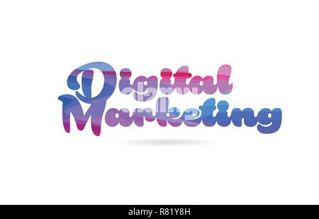 digital marketing word with pink blue color suitable for card icon or typography logo design Stock Vector