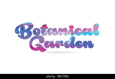 botanical garden word with pink blue color suitable for card icon or typography logo design Stock Vector