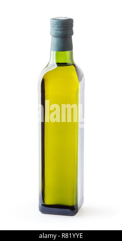 Olive oil in glass bottle isolated on white background with clipping path Stock Photo