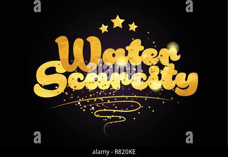 water scarcity word with star and golden color suitable for card icon or typography logo design Stock Vector