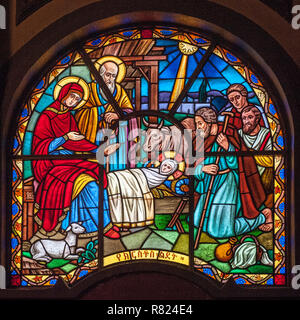 Stained glass window, Holy Trinity Cathedral or Kidist Selassie, Addis Ababa, Oromia Region, Ethiopia Stock Photo