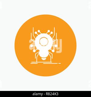 Bug, insect, spider, virus, App White Glyph Icon in Circle. Vector Button illustration Stock Vector