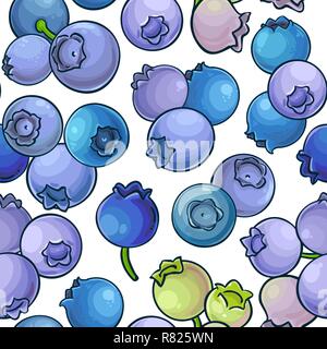 blueberry vector pattern on white background Stock Vector