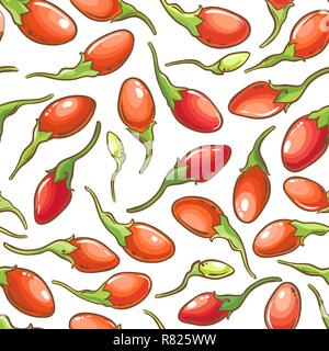 goji berries vector pattern on white background Stock Vector