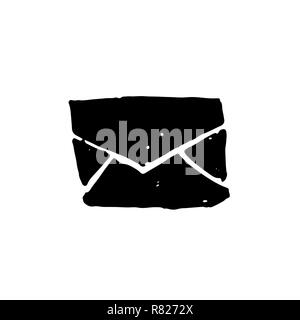 Email grunge icon. Mail dry brush vector illustration. Stock Vector