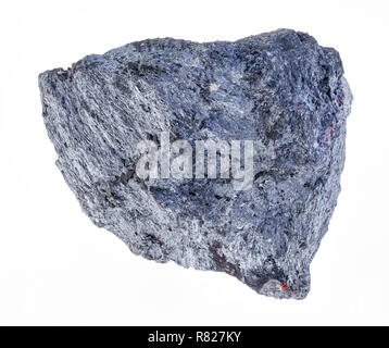 macro photography of natural mineral from geological collection - raw antimonite (stibnite) ore on white background Stock Photo