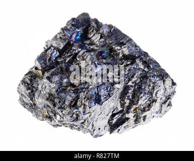 macro photography of natural mineral from geological collection - rough black coal stone on white background Stock Photo